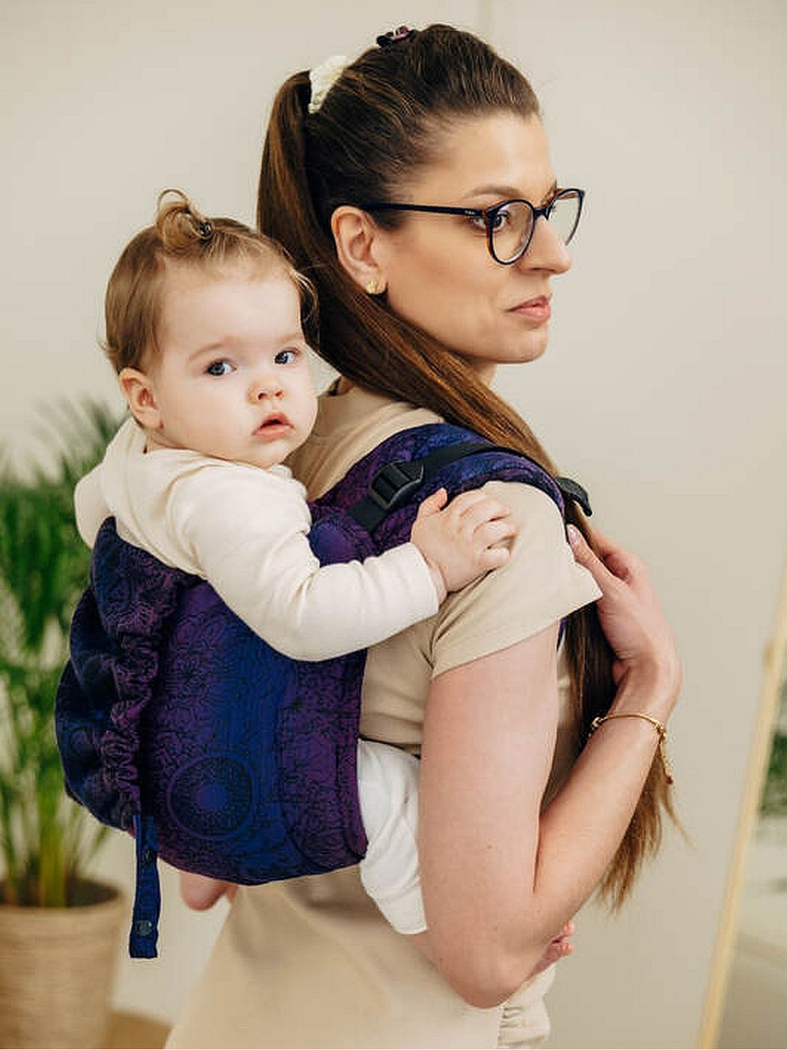 Lenny Buckle Onbuhimo PRO, Toddler, jacquard, (100% cotton) - WILD WINE - BOUQUET